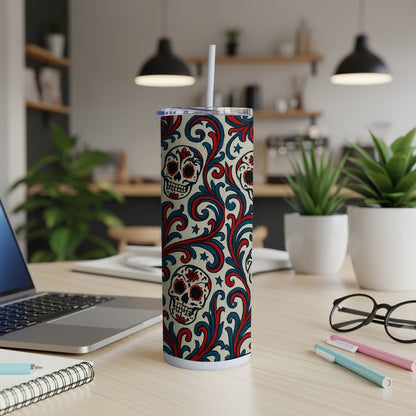 Colorful Skull Floral Design Tumbler product type
