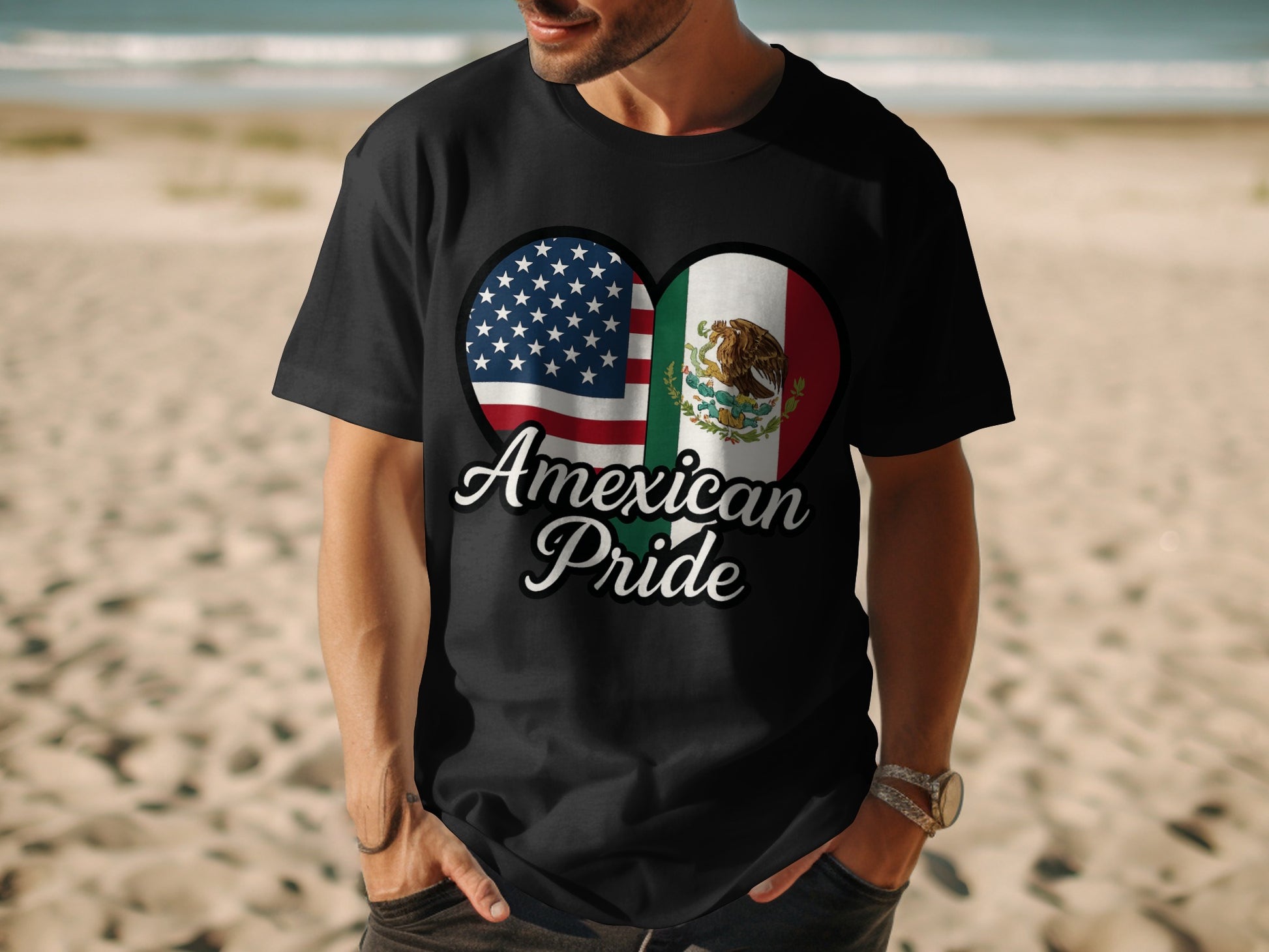 Amexican Pride Heart Flags Design T-shirt product
