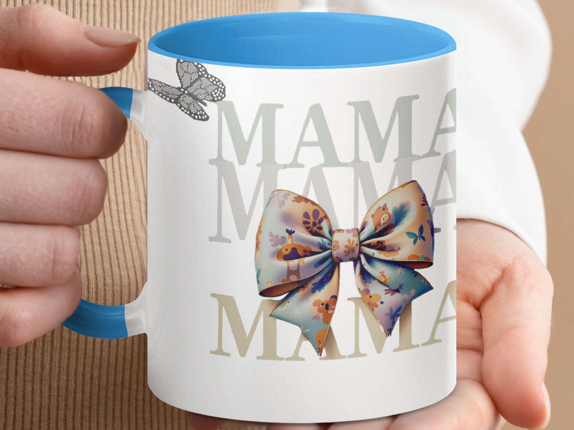 Mama Mug with Butterfly and Bow Design Mug Product