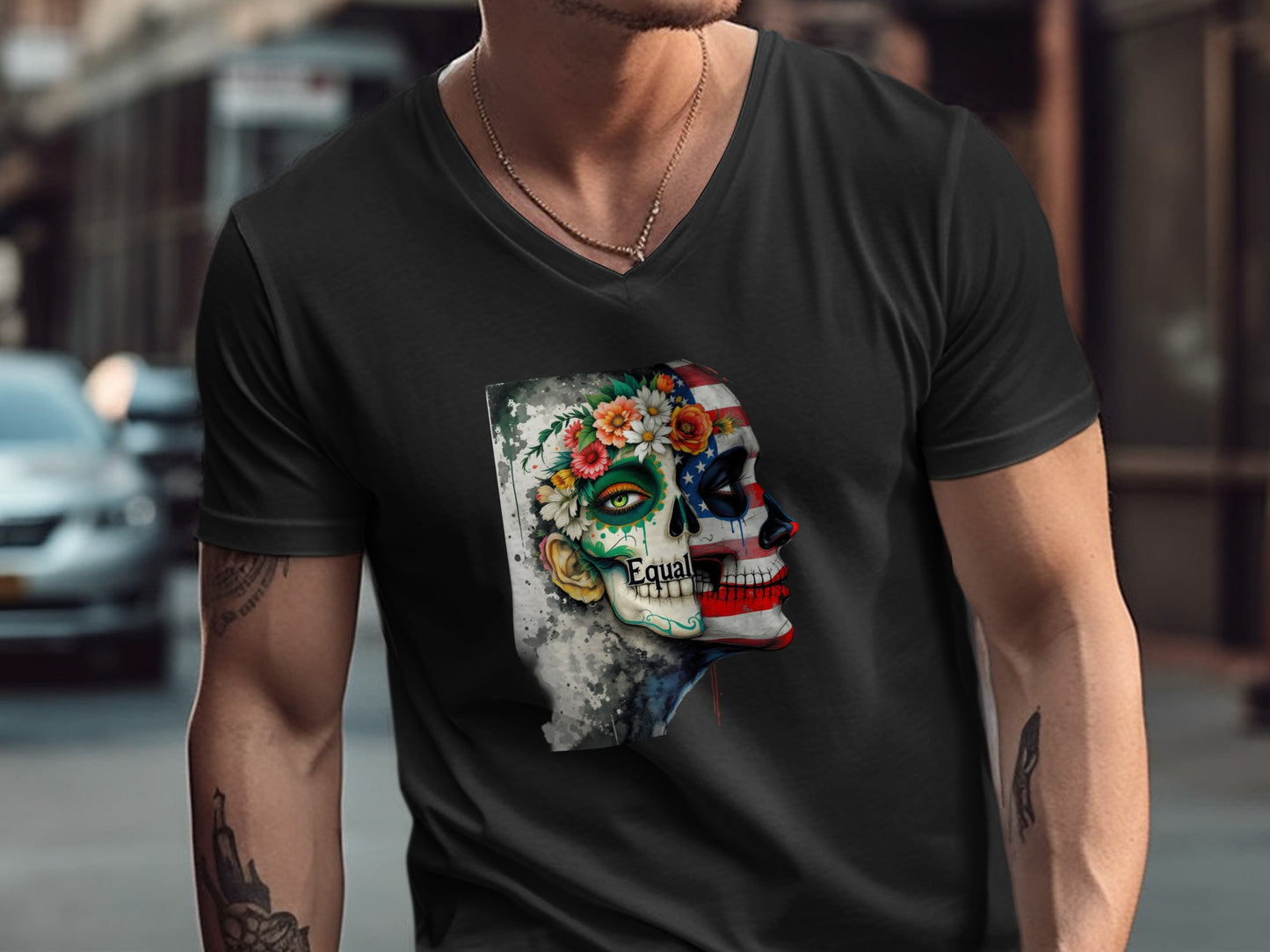 Equal Rights Skull Floral Art Design Tshirt product type