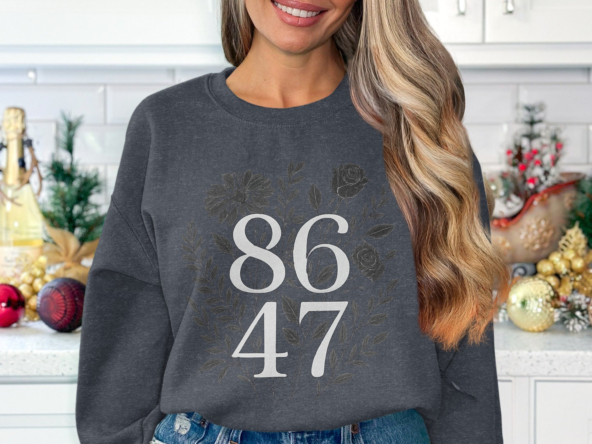Vintage Flower Design 86 47 Number Print Sweater product