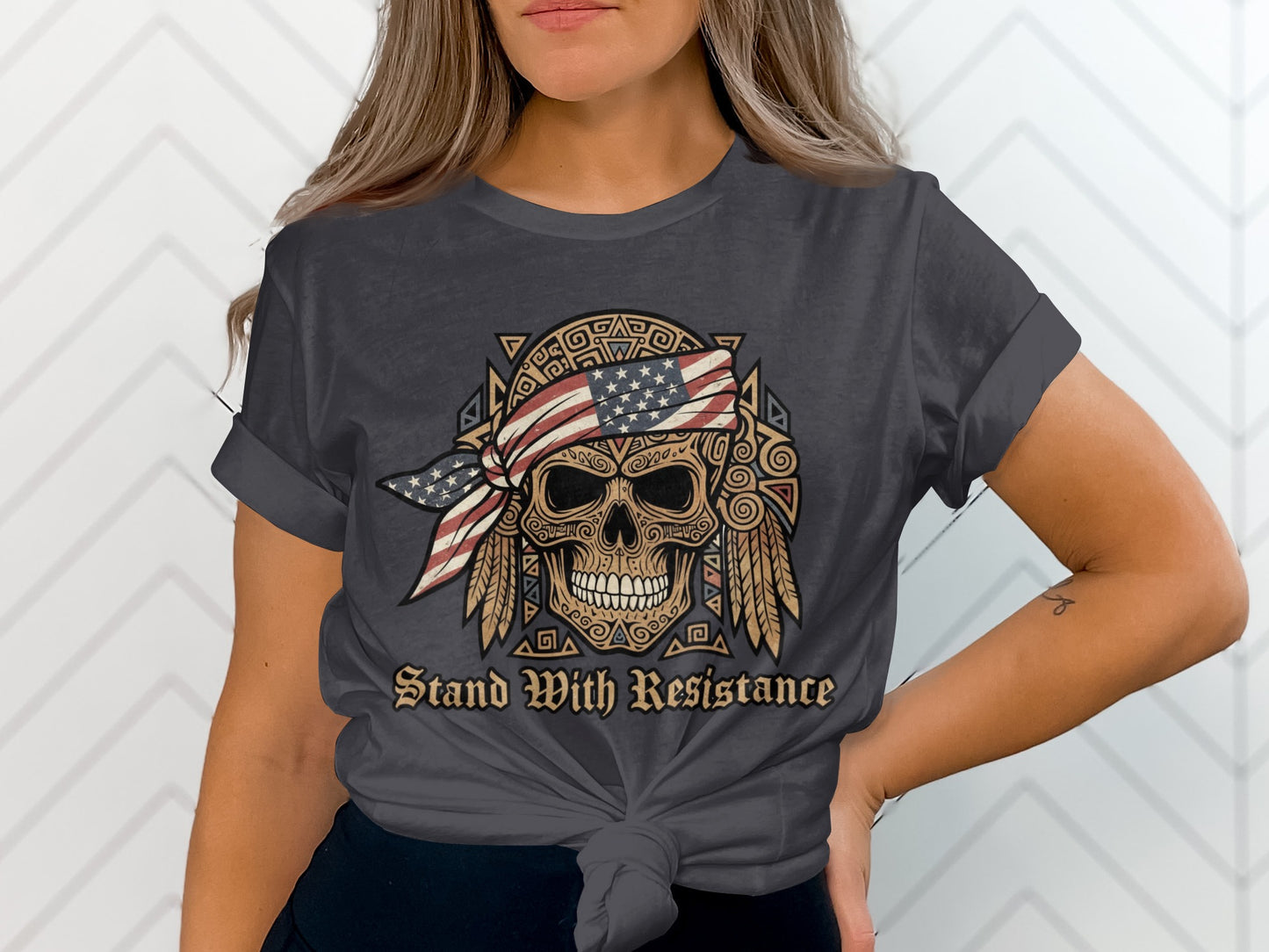 Stand With Resistance Skull Graphic T-Shirt
