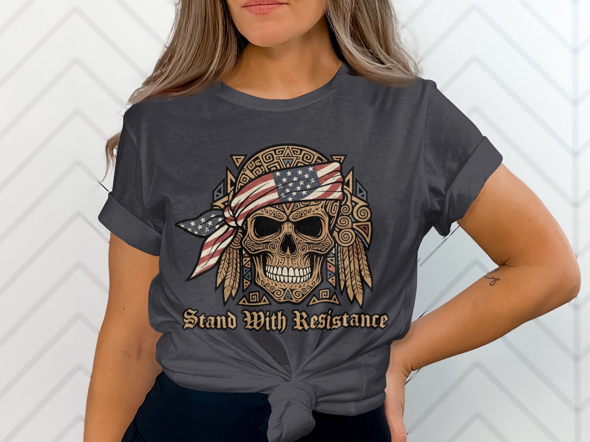 Stand With Resistance Skull Graphic T-Shirt