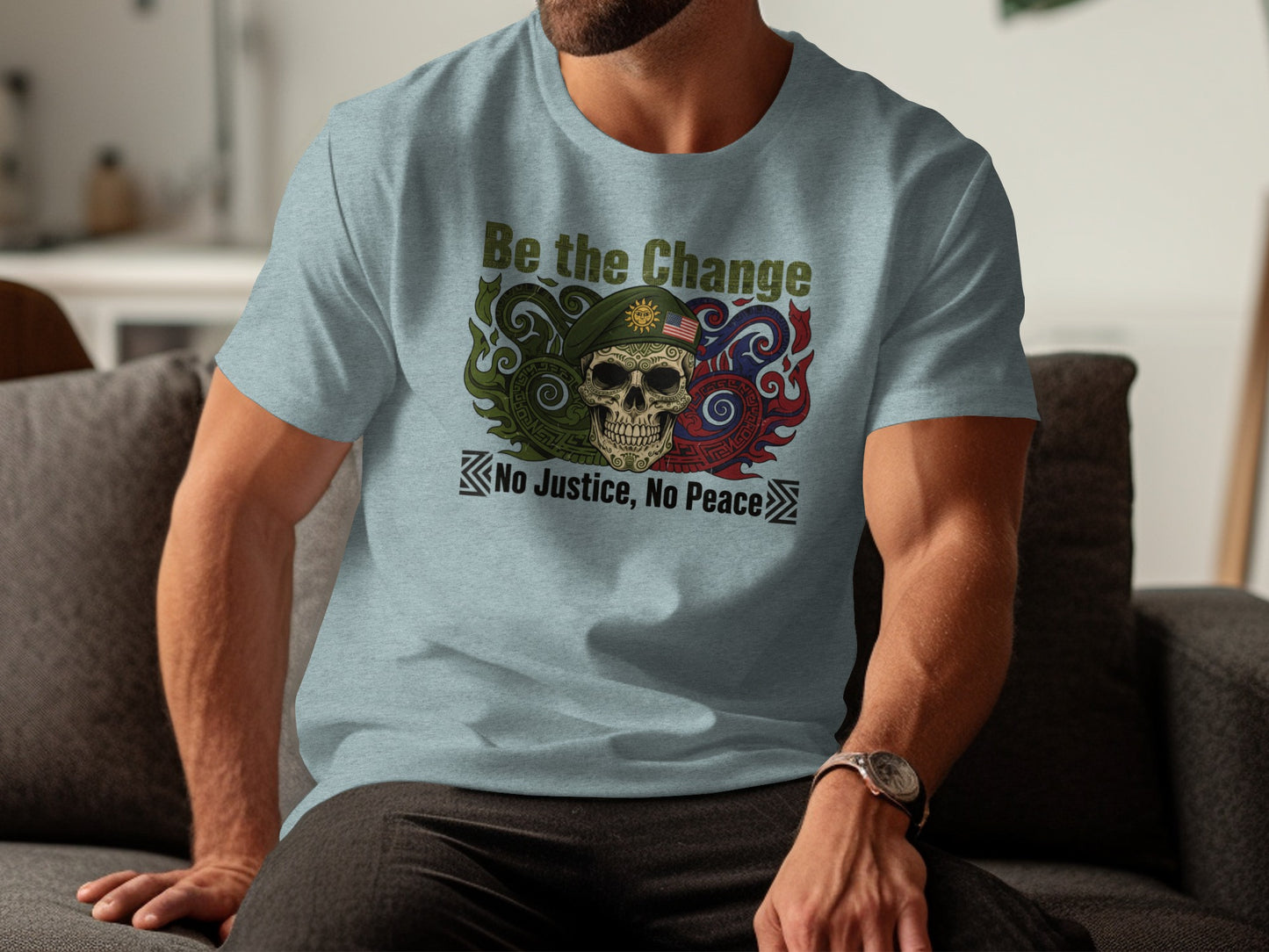 Be the Change No Justice No Peace graphic t-shirt