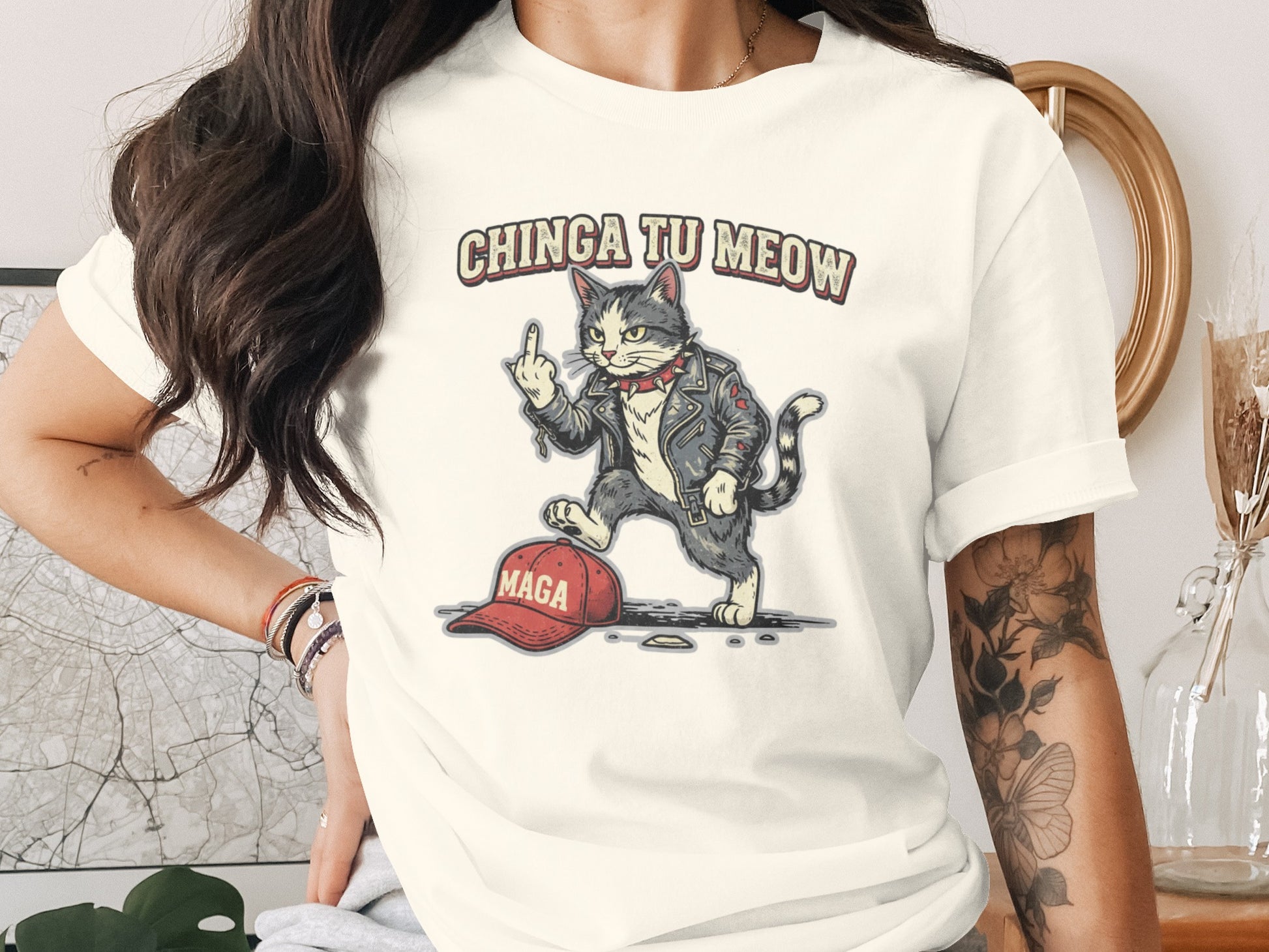 Chinga Tu Meow Cat Middle Finger MAGA Hat product type