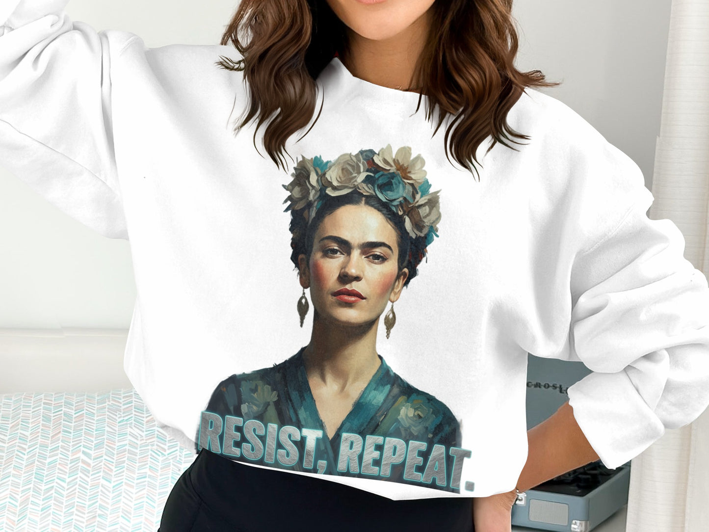 Resist Repeat Floral Crown Art Sweatshirt