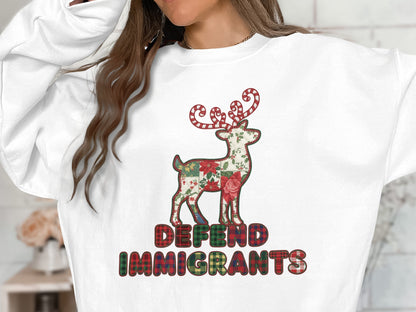 Defend Immigrants Deer Christmas Sweatshirt