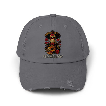 FTD Melody Skull Embroidery Distressed Grey Hat product