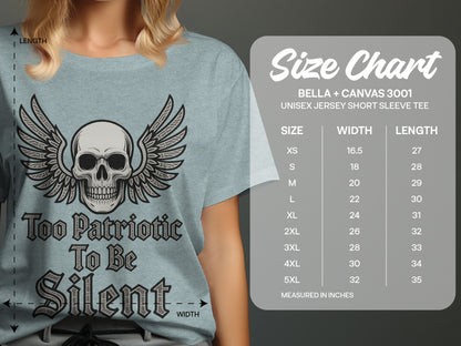 Too Patriotic To Be Silent Skull Design T-shirt