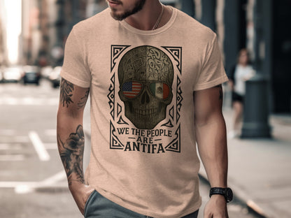 We The People Are Antifa Skull Print T-Shirt