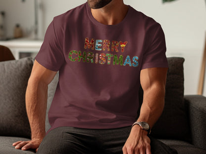 Festive Merry Christmas Graphic Tee Shirt