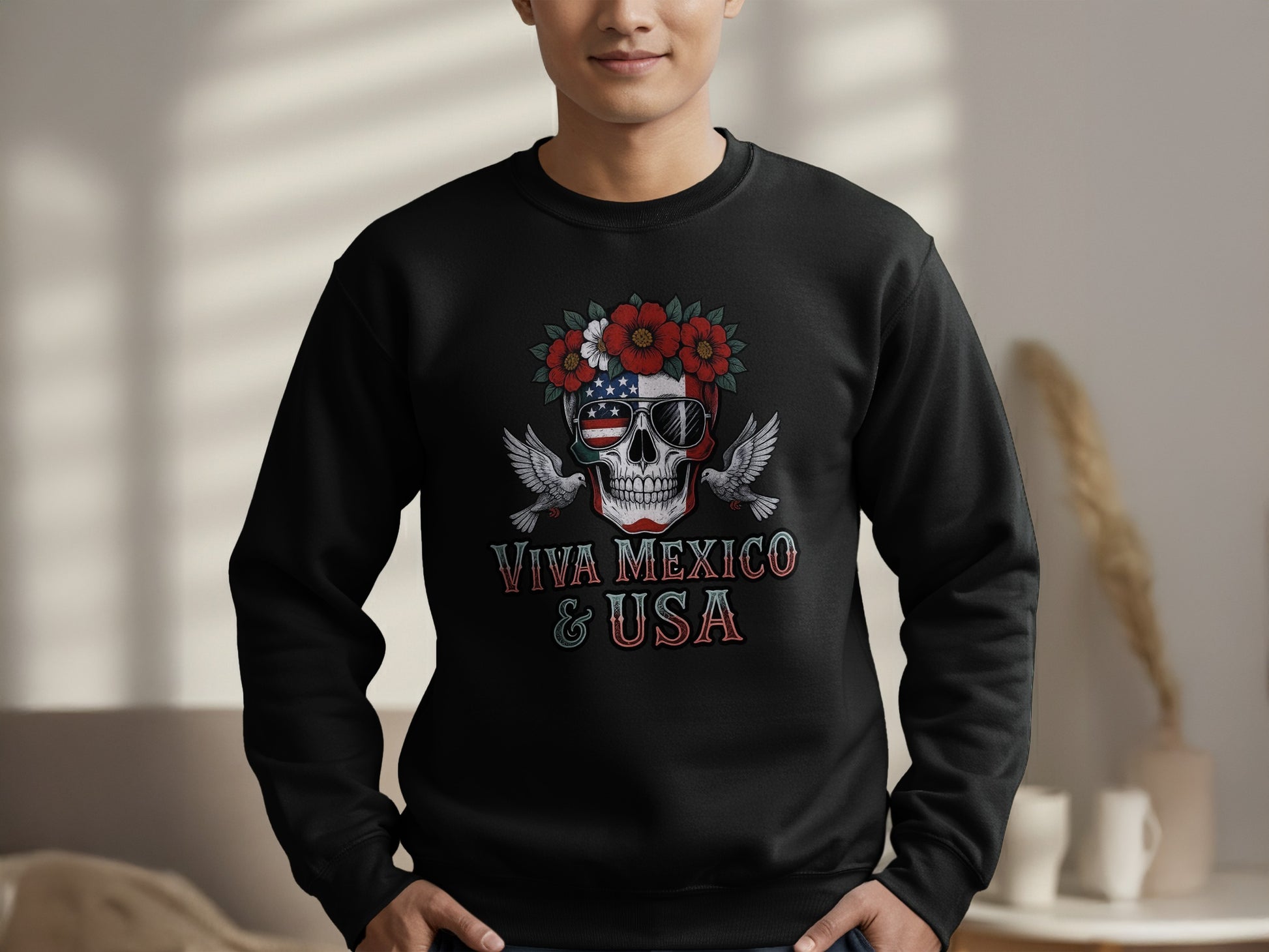 Viva Mexico USA Skull Design Sweatshirt product type