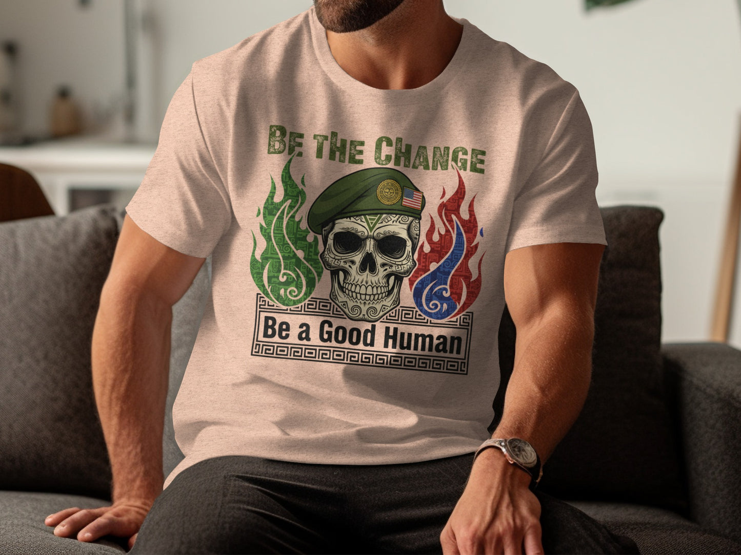 Be The Change Be A Good Human Skull Shirt