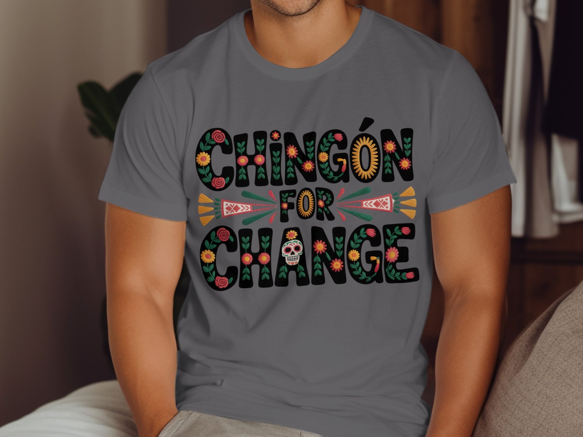 Chingón For Change Floral Design Unique T-Shirt Product