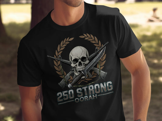 250 Strong Oorah Skull Design Patriotic Apparel Product