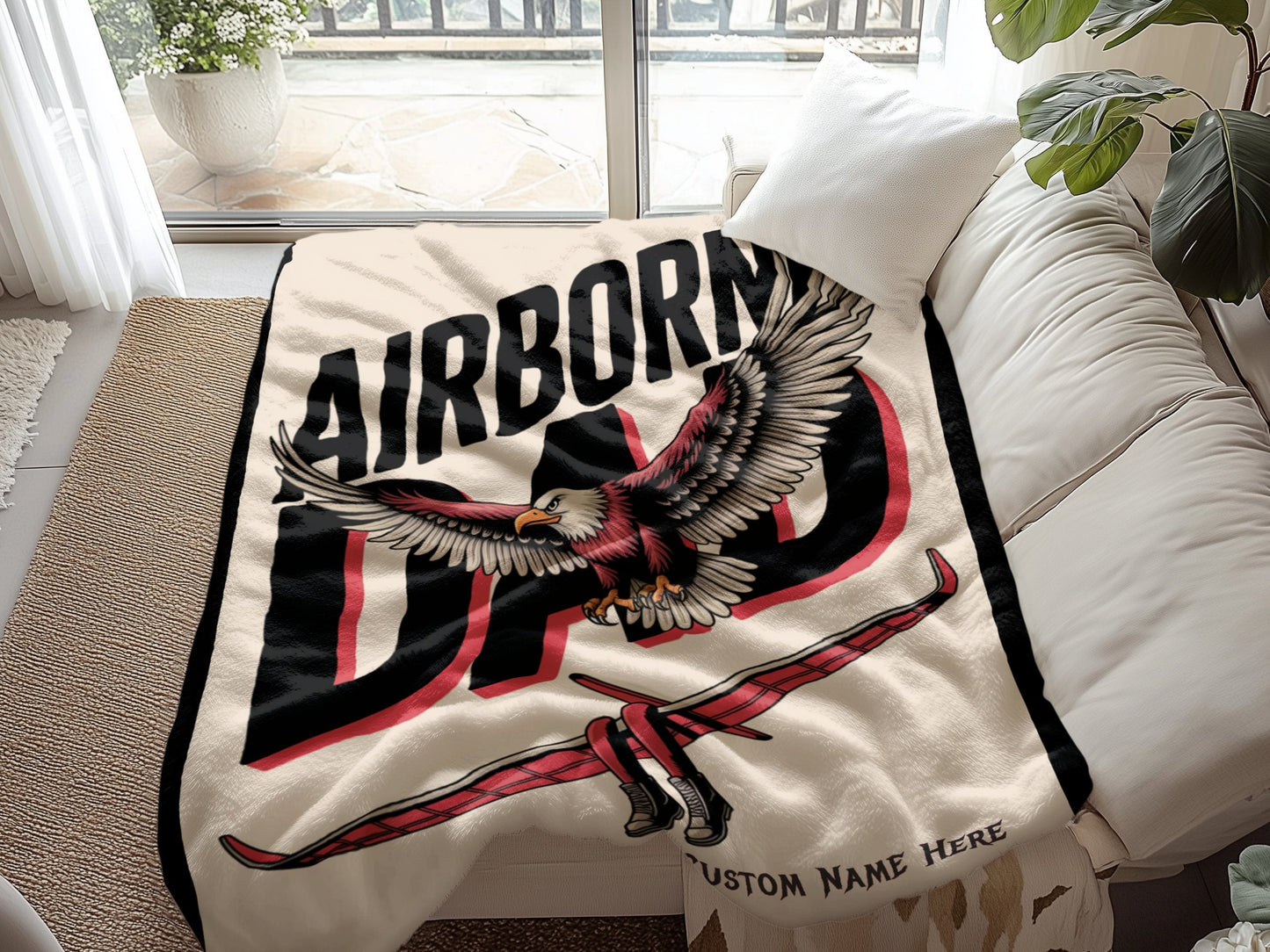 Airborne Dad Eagle Design Soft Cozy Blanket product