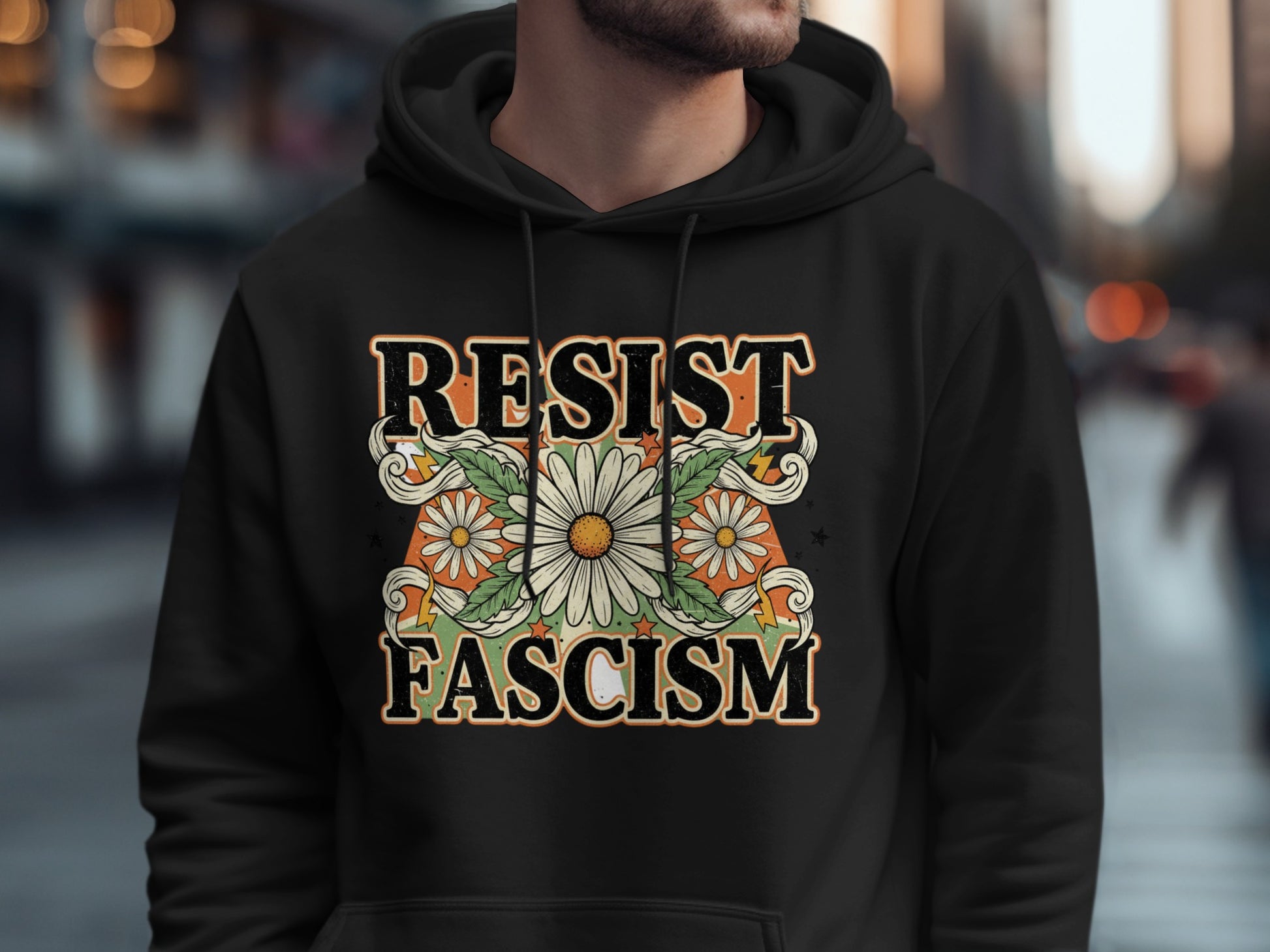 Resist Fascism Floral Print Hoodie product
