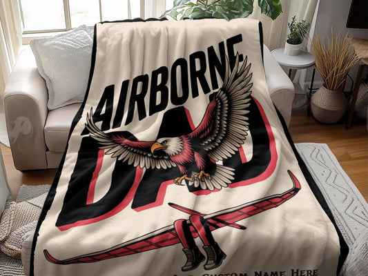 Airborne Dad Customizable Soft Cozy Blanket product