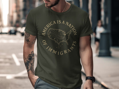 America is a nation of immigrants graphic t-shirt