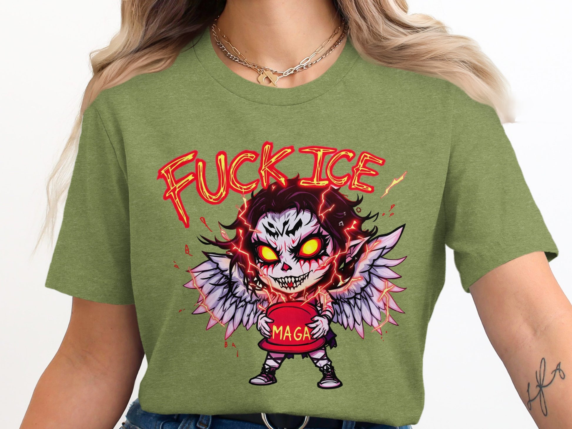 Fierce Winged Demon Graphic Tee Short Sleeve T-Shirt product