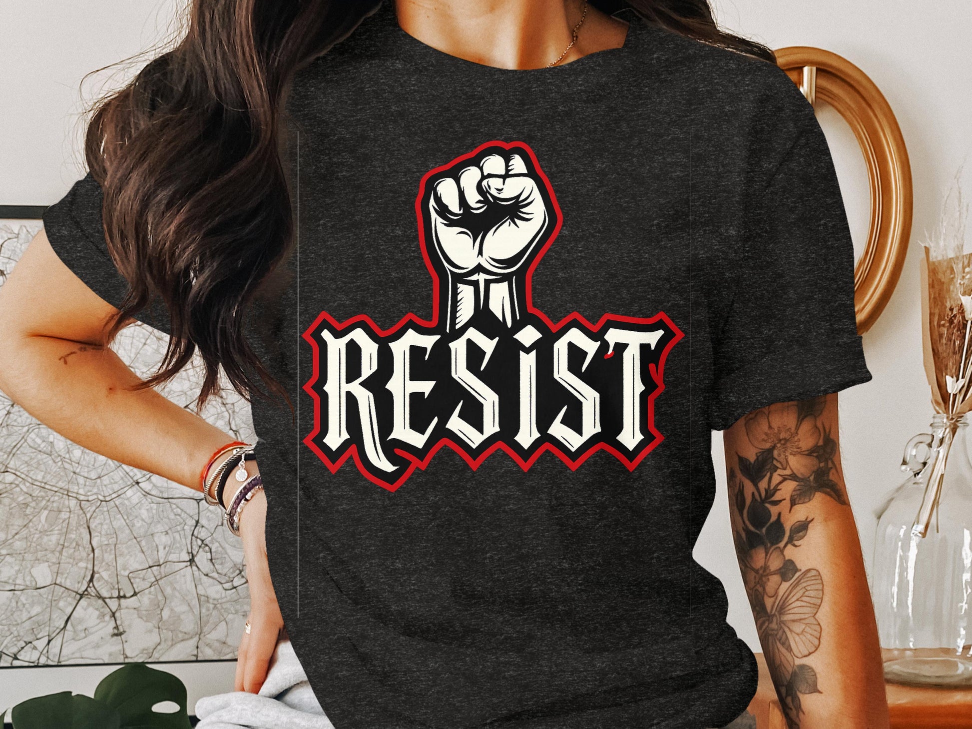 Resist Graphic Shirt Bold Fist Statement Tshirt product