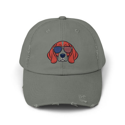 Patriotic Dog in Sunglasses Embroidered Cap product