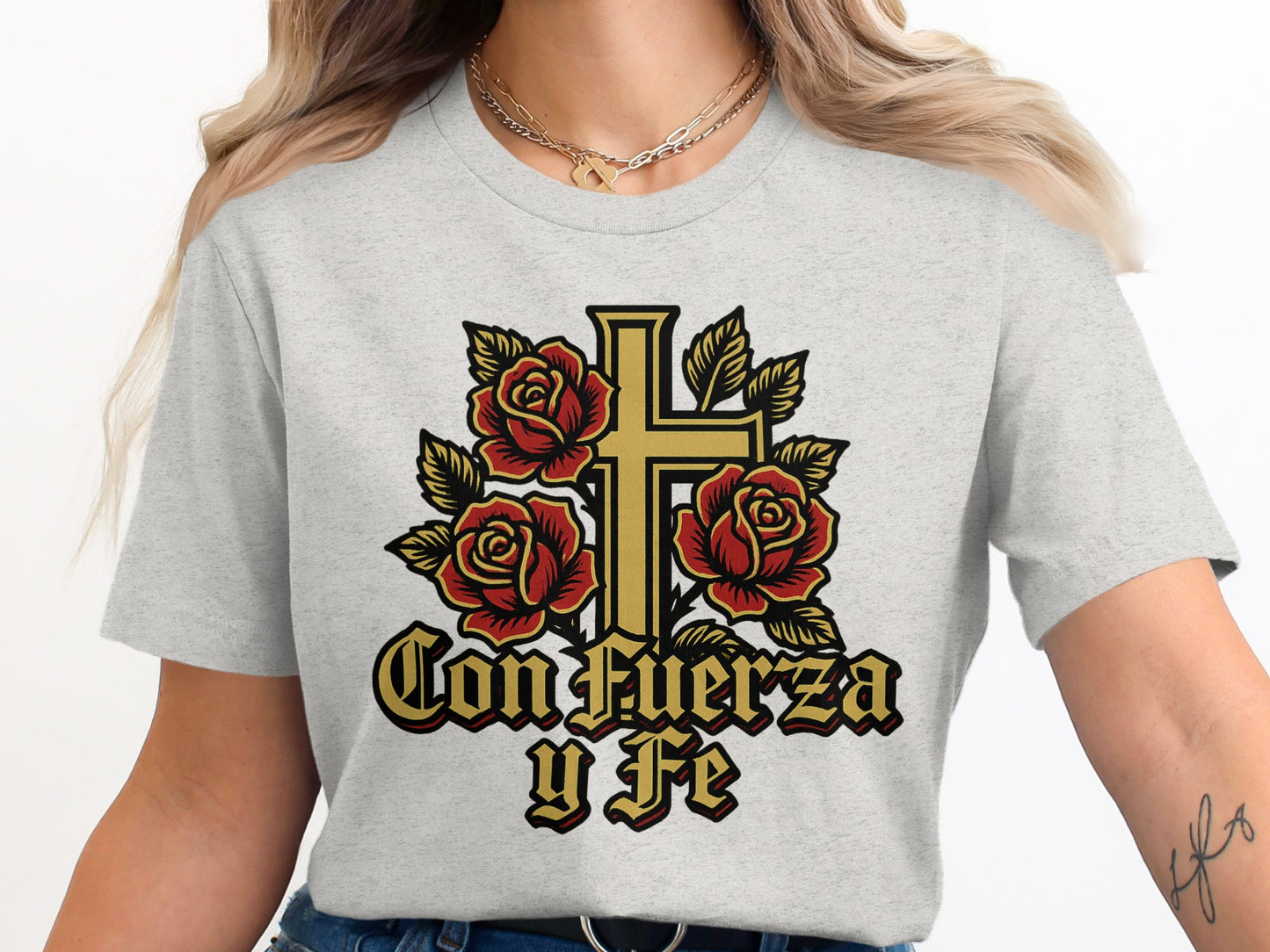 Con Fuerza y Fe Graphic Design Tee Shirt product