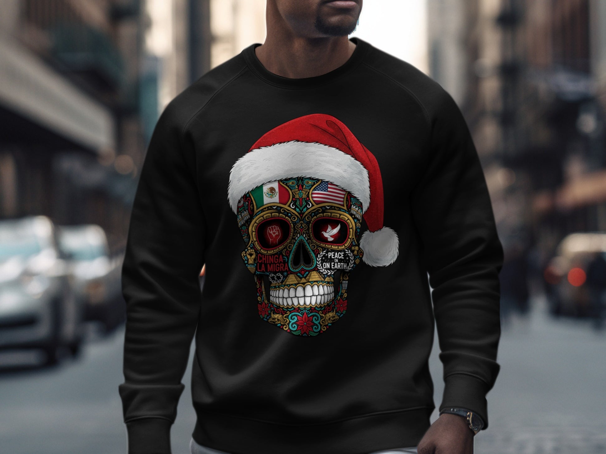 Festive Skull Design in Santa Hat Graphic product
