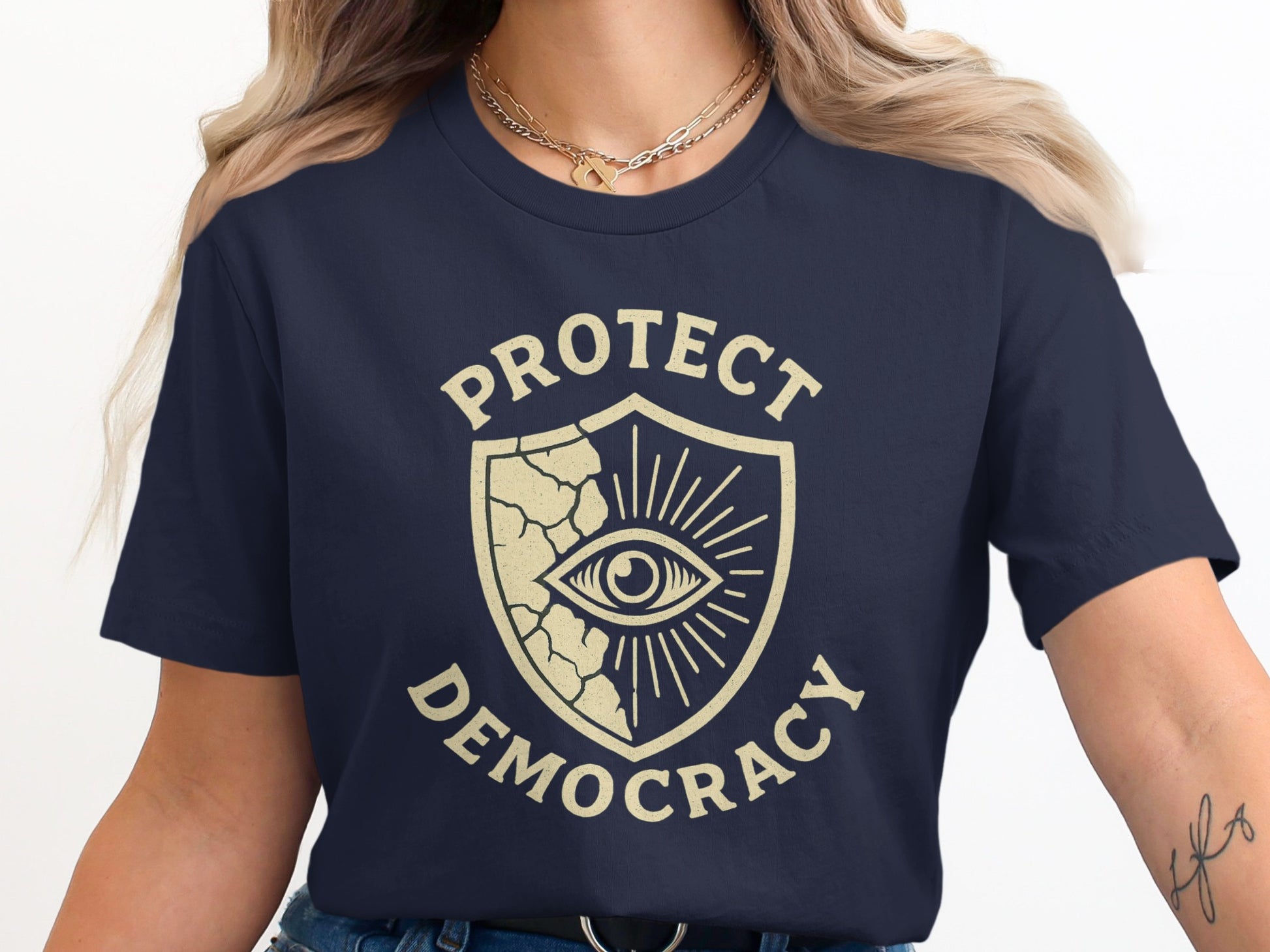 Protect Democracy Shirt with Eye Shield Product Type