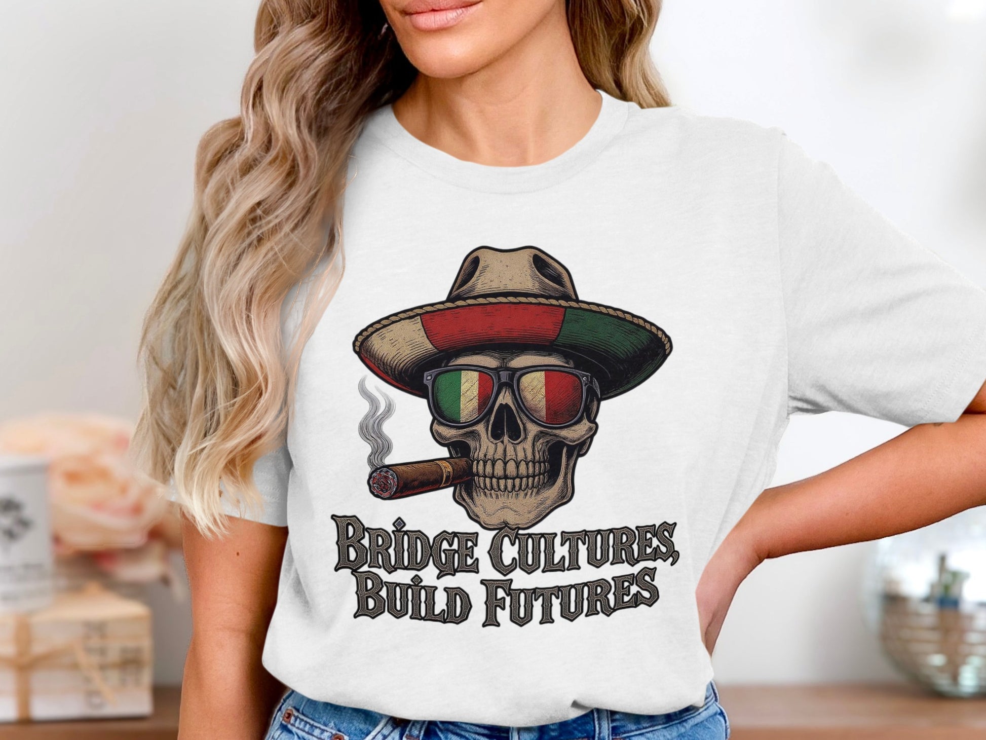 Bridge Cultures Build Futures Skull T-Shirt product