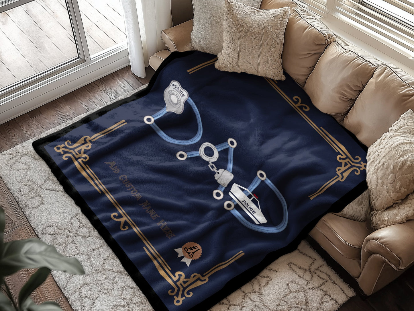 Cozy Personal Blanket with Handcuff Police Design product