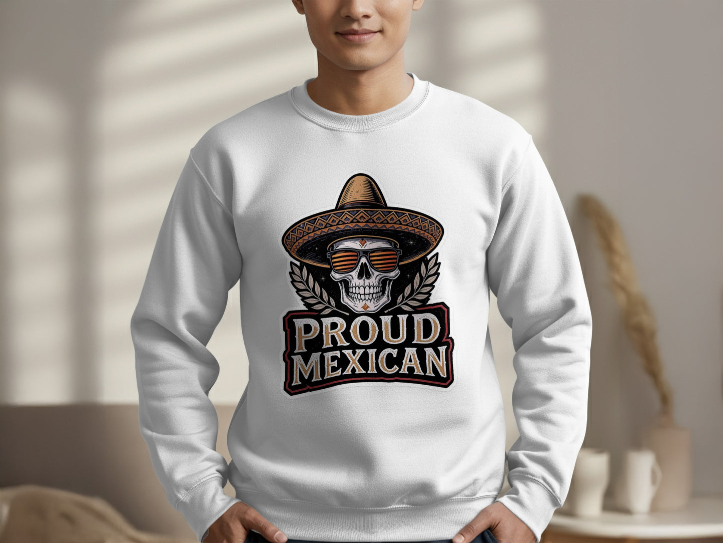 Proud Mexican Skull with Sombrero Design Sweatshirt product type