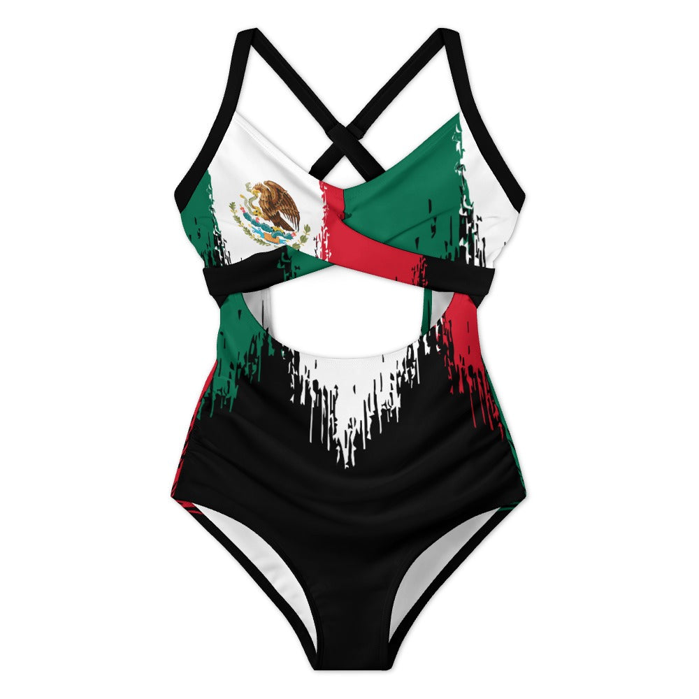 Women's crop top one-piece swimsuit