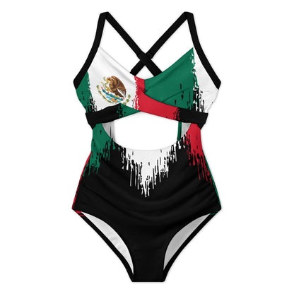 Women's crop top one-piece swimsuit