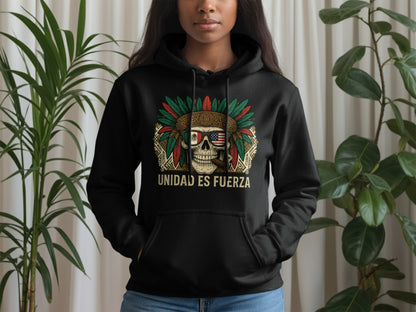 Unidad Es Fuerza Skull Graphic Hoodie