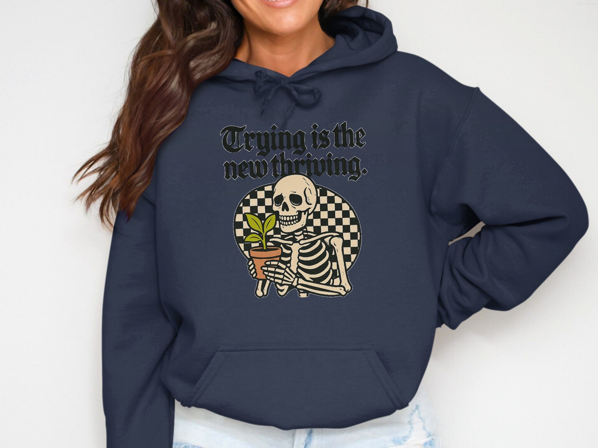 Trying is the New Thriving Skeleton Hoodie product