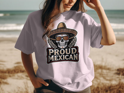 Proud Mexican Skull with Hat Graphic T-shirt product