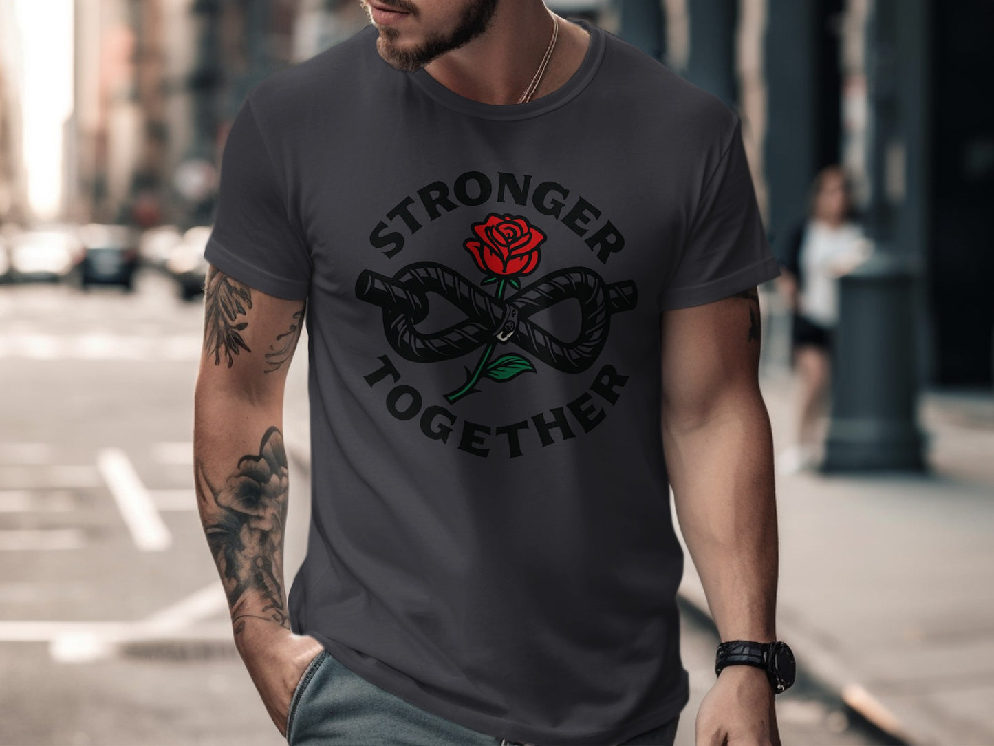Stronger Together Rose Design T-shirt