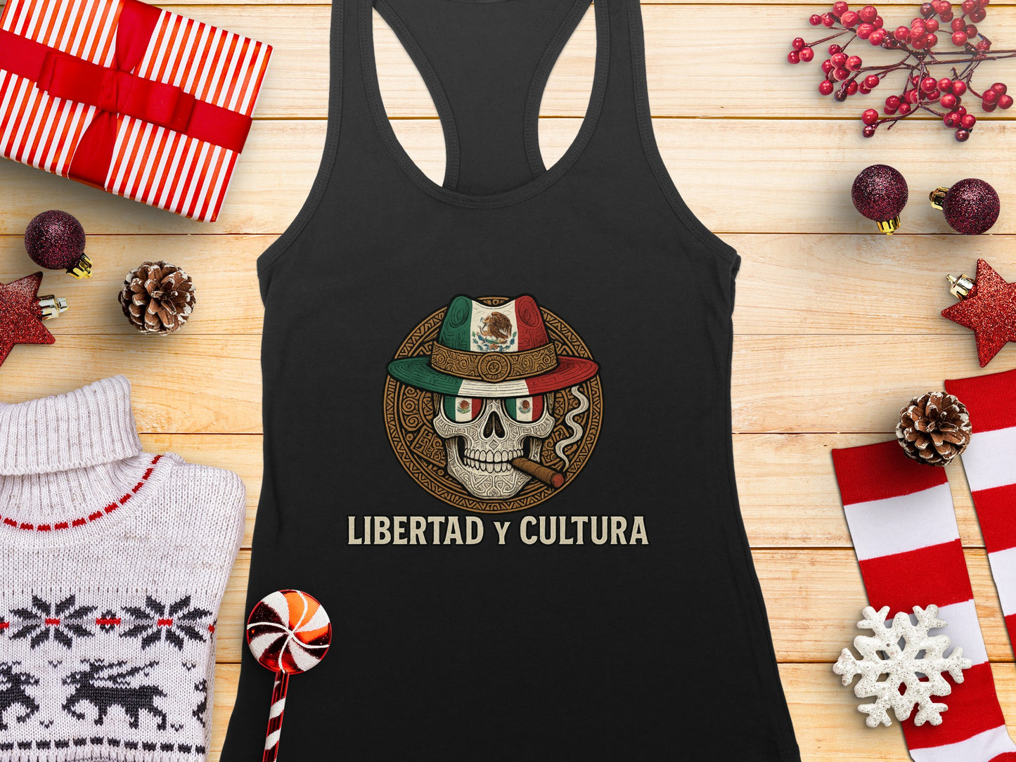 Libertad y Cultura Skeleton with Hat Tank Top