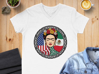 Frida Kahlo American Mexican Flag Graphic Shirt