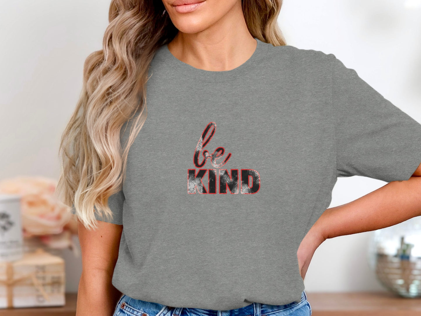 Inspirational Be Kind Grey Graphic Tee