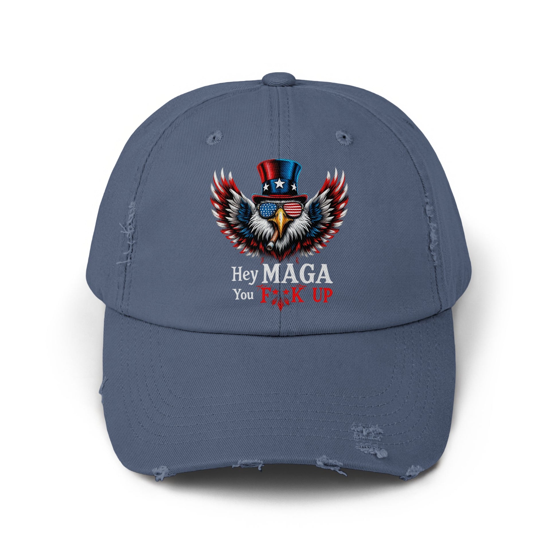 Hey MAGA You Fuck Up Blue Adjustable Baseball Cap product