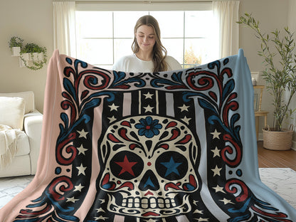 Colorful Skull Design Cozy Throw Blanket product
