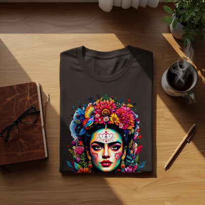 Vibrant Artistic Woman Portrait Floral Crown Hearts product type