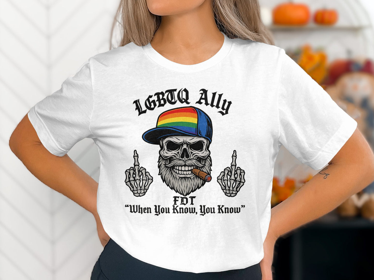 LGBTQ Ally Skull Middle Finger T-Shirt Pride product