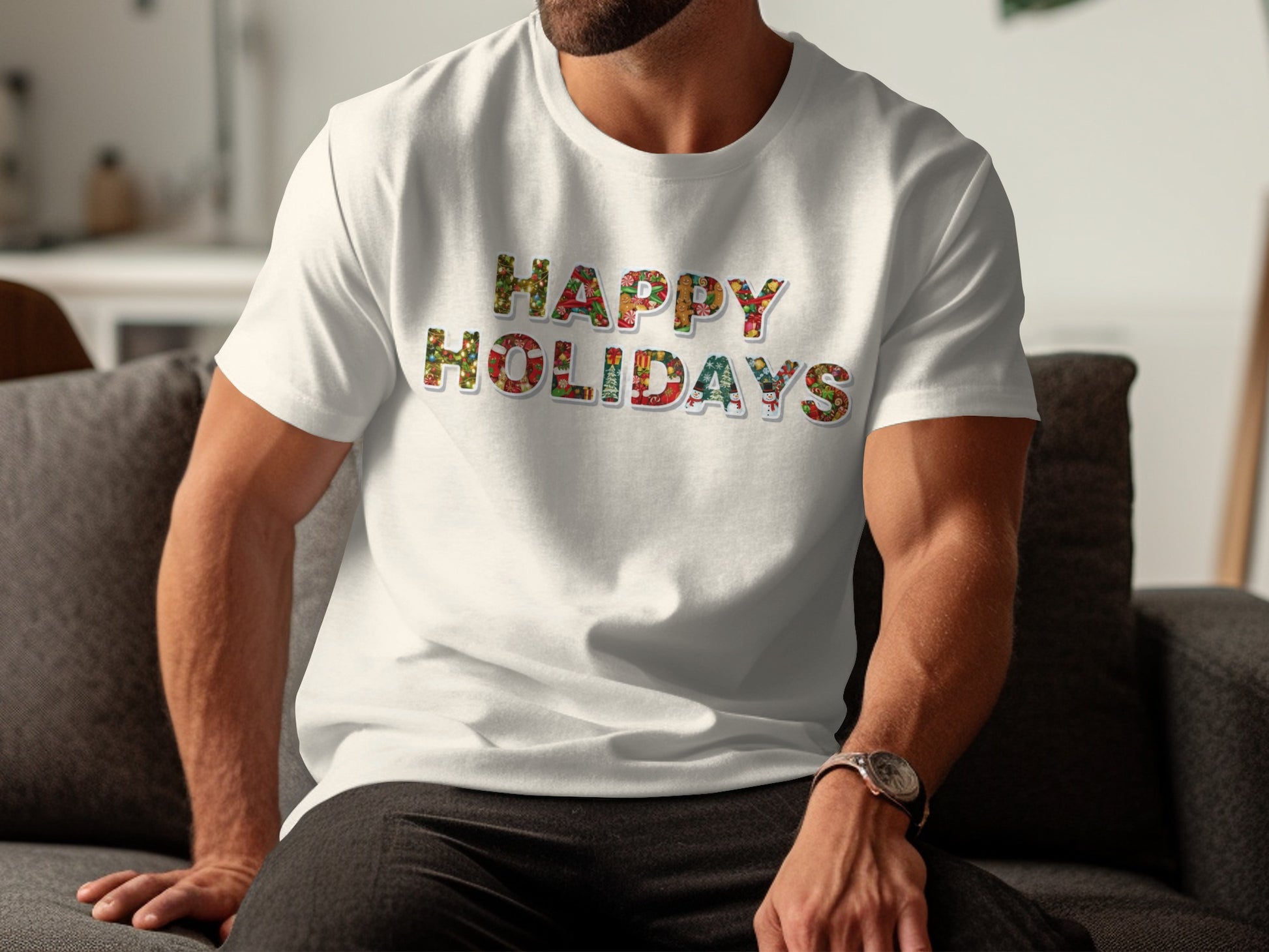 Festive Happy Holidays Graphic Tee for Holiday Cheer
