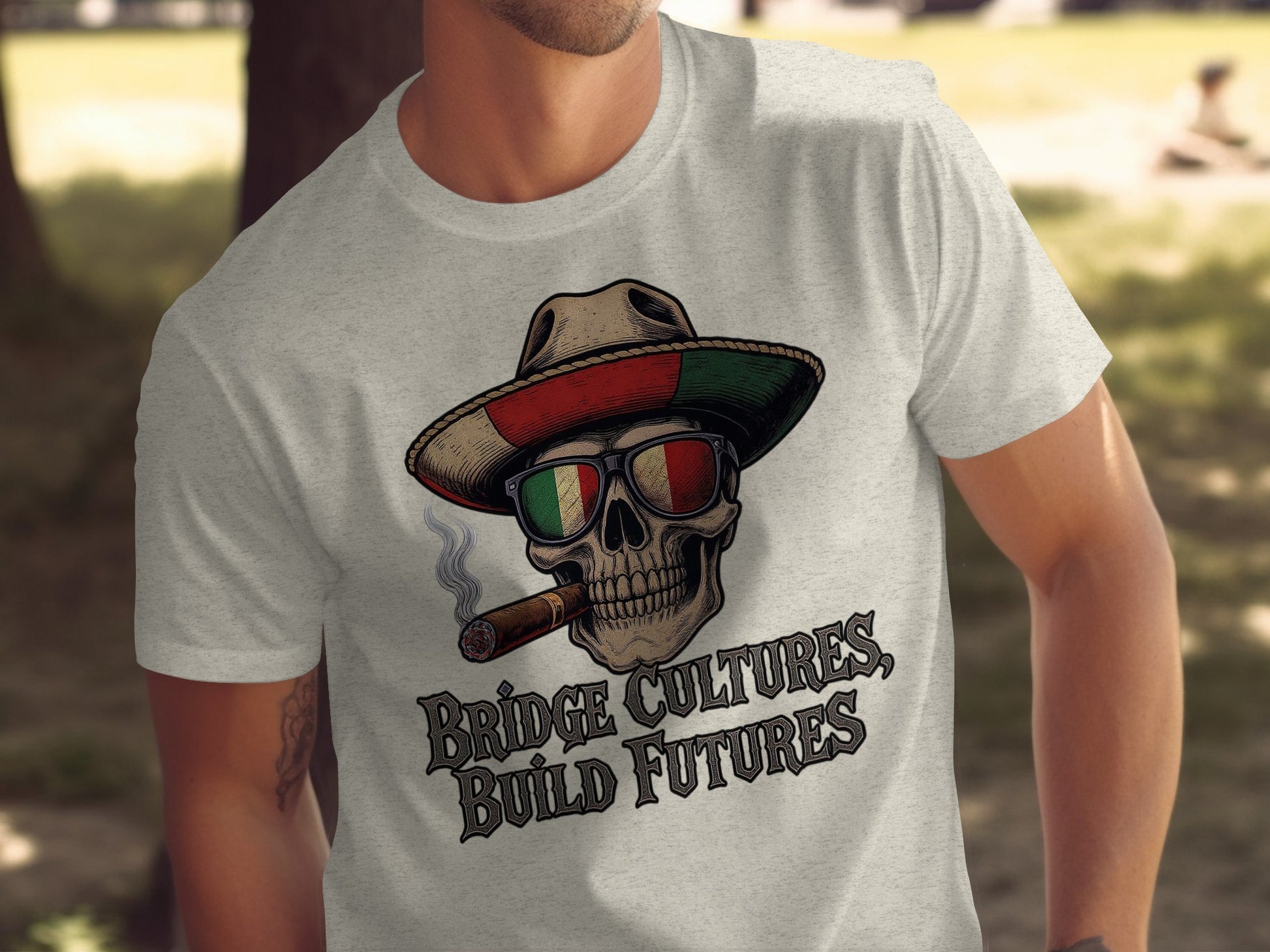Bridge Cultures Build Futures Skull T-Shirt Product