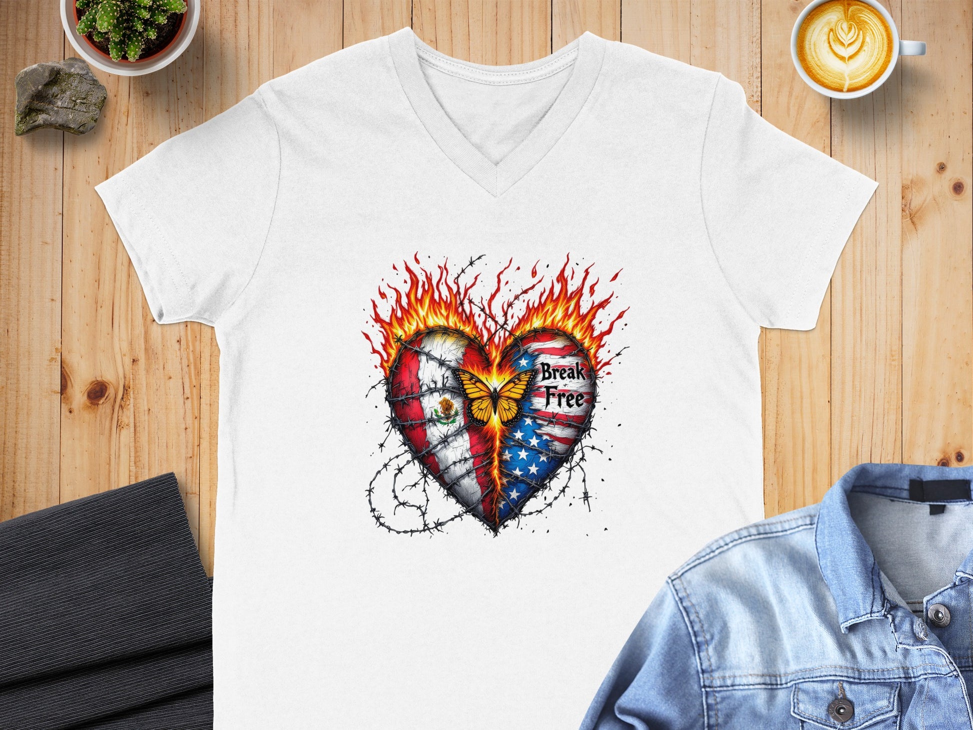 Break Free Flame Heart and Butterfly T-Shirt product