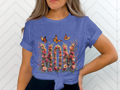 Butterfly and Floral Graphic Design T Shirt product