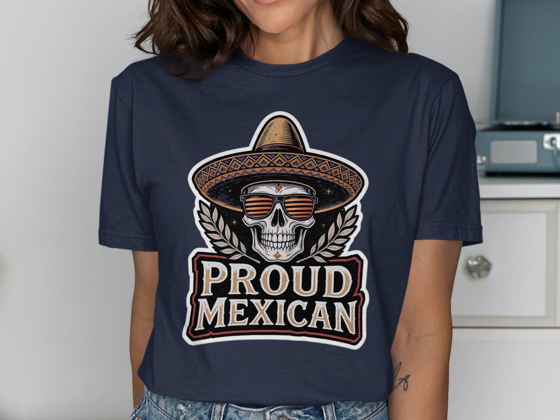 Proud Mexican Skull Sombrero Graphic Tee product